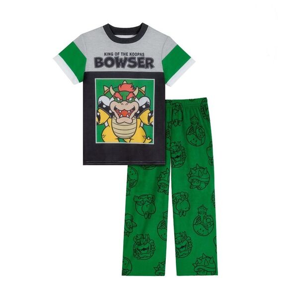 Boys Mario & Bowser Short Sleeve Top & Sleep Pants Pajama 2, 2-Piece Sets Size M - Picture 8 of 8